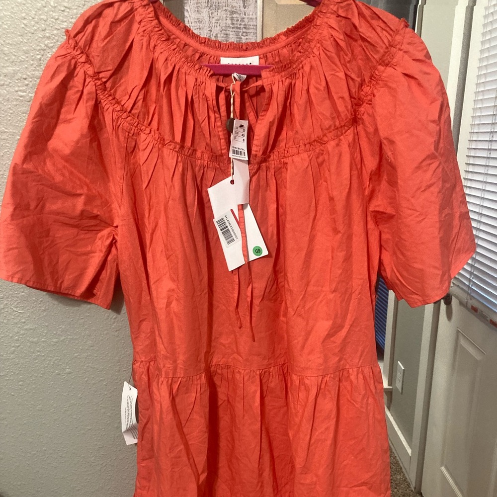 Topshop coral smocked mini dress